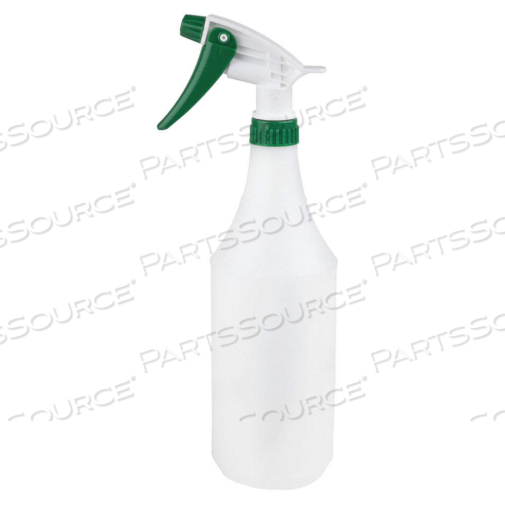 TRIGGER SPRAY BOTTLE, 32 OZ CONTAINER CAPACITY, MIST/STREAM, WHITE, GREEN by Approved Vendor