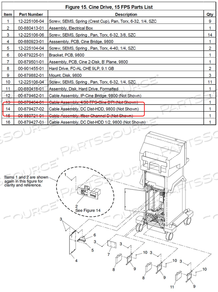 CABLE ASSEMBLY, DC DIST-HDD, 9800 