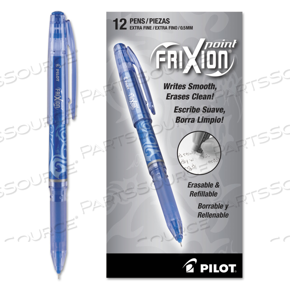 FRIXION POINT ERASABLE GEL PEN, STICK, EXTRA-FINE 0.5 MM, BLUE INK, BLUE BARREL by Pilot