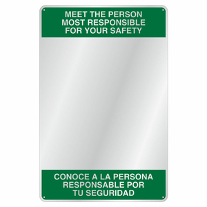 ACRYLIC BI-LINGUAL SAFETY MESSAGE MIRROR, INDOOR, 23"X15", "MEET THE PERSON" by Se-Kure Domes & Mirrors