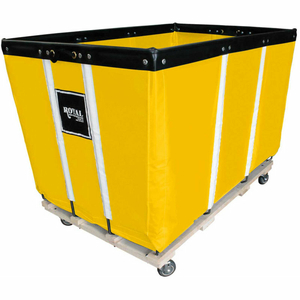 20 BU-STANDARD-DUTY BASKET TRUCKS BY ROYAL - VINYL LINER - 32"WX48"DX36"H 4 SWIVEL CASTERS-YELLOW by Royal Basket Trucks