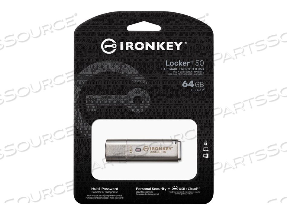 IRONKEY LOCKER+ 50, USB FLASH DRIVE, ENCRYPTED, 64 GB, USB 3.2 GEN 1 by Kingston Technology IRONKEY LOCKER+ 50, USB FLASH DRIVE, ENCRYPTED, 64 GB, USB 3.2 GEN 1 by Kingston Technology