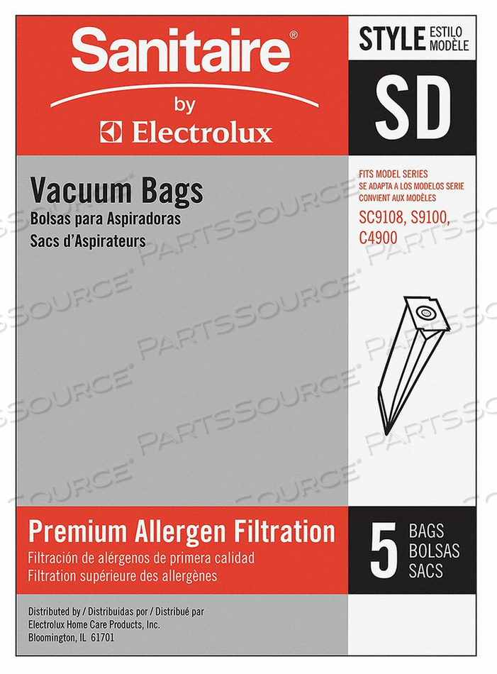 DISPOSABLE VACUUM BAG SD PK5 by Sanitaire DISPOSABLE VACUUM BAG SD PK5 by Sanitaire