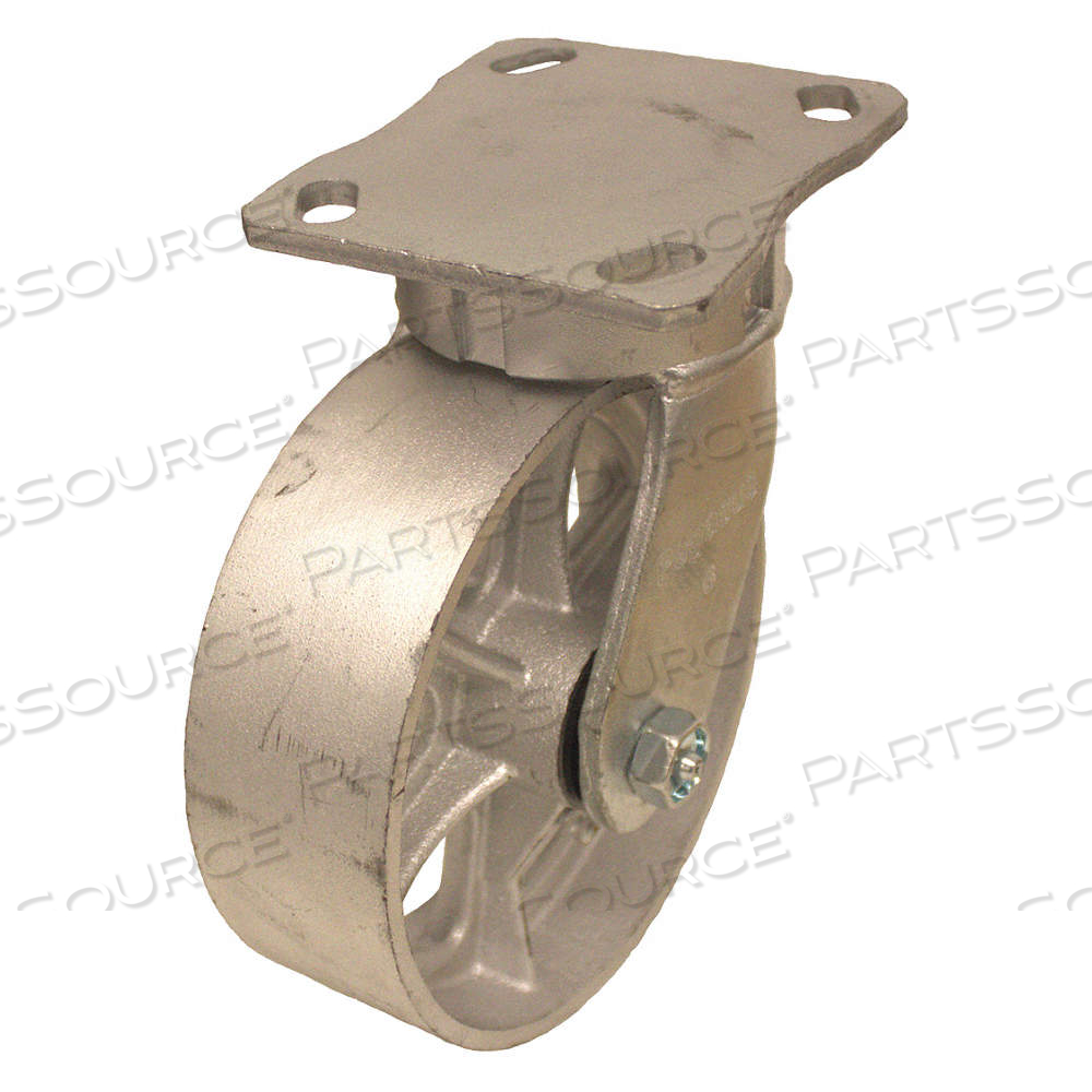KINGPINLESS PLATE CASTER, 6 IN WHEEL DIA., 1200 LB, 7 1/2 IN MOUNTING HT, IRON by Approved Vendor