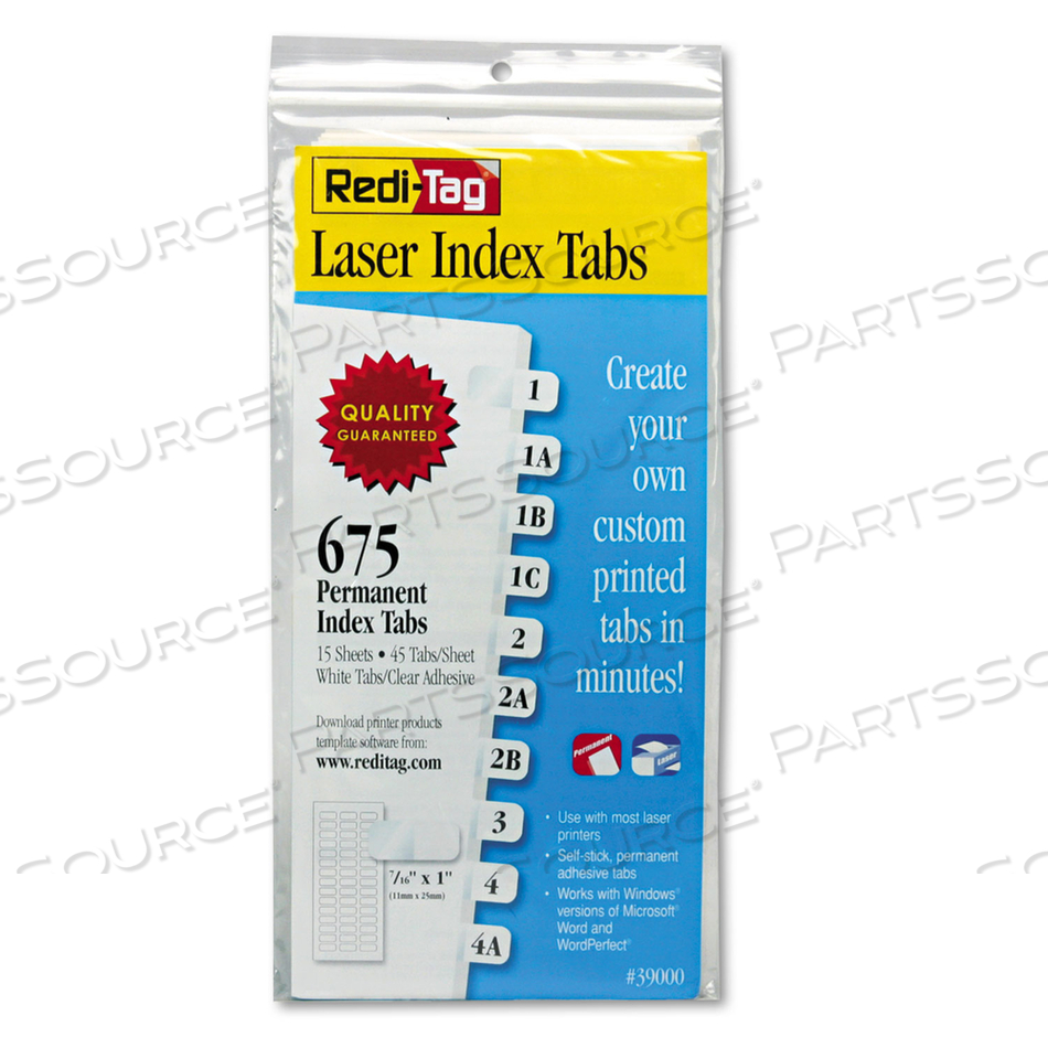 LASER PRINTABLE INDEX TABS, 1/12-CUT, WHITE, 0.44" WIDE by Redi-Tag LASER PRINTABLE INDEX TABS, 1/12-CUT, WHITE, 0.44" WIDE by Redi-Tag