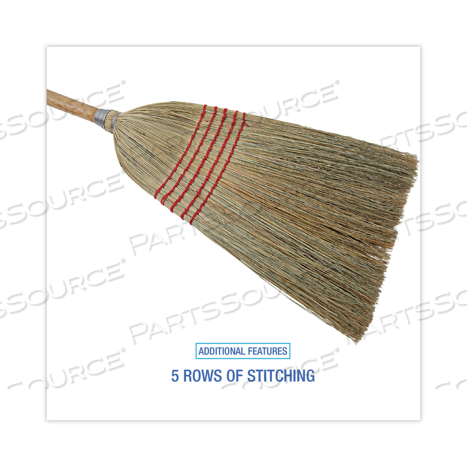 PARLOR BROOM, CORN FIBER BRISTLES, 55" OVERALL LENGTH, NATURAL by Boardwalk PARLOR BROOM, CORN FIBER BRISTLES, 55" OVERALL LENGTH, NATURAL by Boardwalk