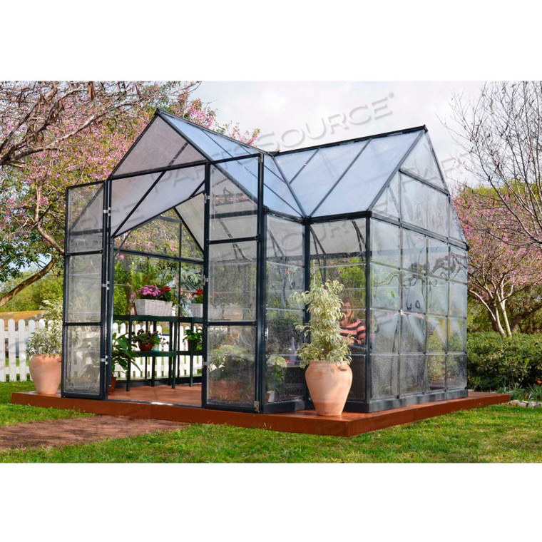 PALRAM, CHALET GREENHOUSE KIT, HG5400, 7'L X 11'W, CLEAR PANEL, CHARCOAL FRAME 