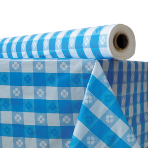 PLASTIC TABLE COVER, 40" X 300 FT ROLL, BLUE GINGHAM by Atlantis Plastics