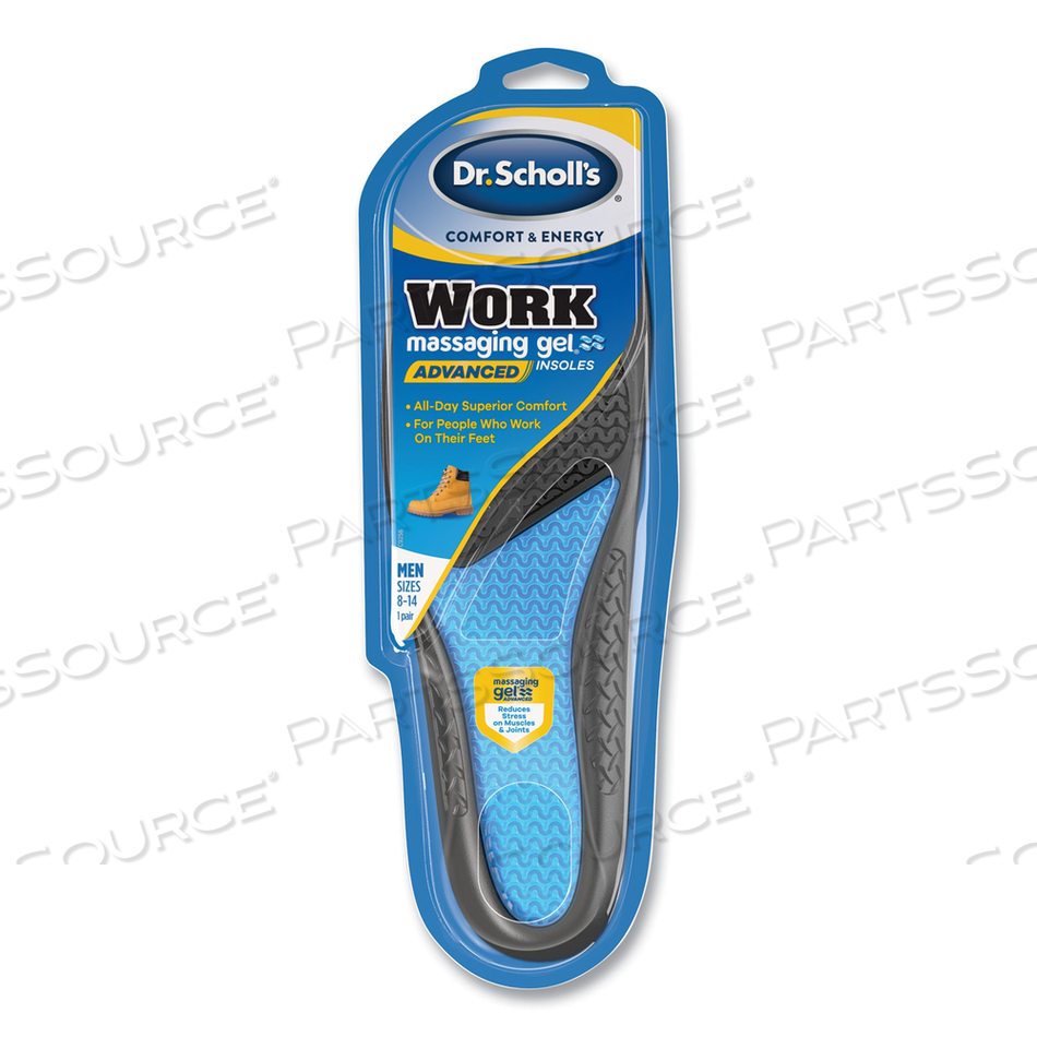 COMFORT AND ENERGY WORK MASSAGING GEL INSOLES, MEN SIZES 8 TO 14, BLACK/BLUE, PAIR by Dr. Scholl's