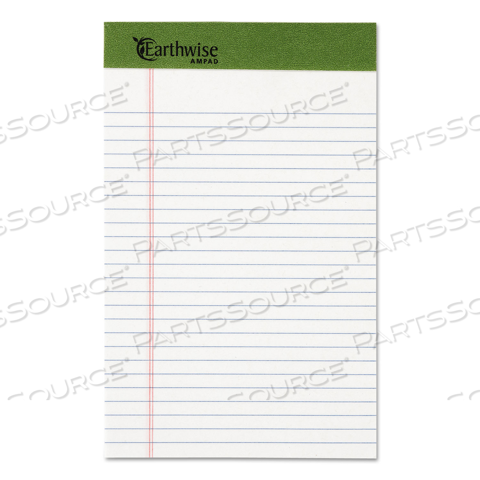 EARTHWISE BY AMPAD RECYCLED WRITING PAD, NARROW RULE, POLITEX GREEN HEADBAND, 50 WHITE 5 X 8 SHEETS by Ampad Corporation EARTHWISE BY AMPAD RECYCLED WRITING PAD, NARROW RULE, POLITEX GREEN HEADBAND, 50 WHITE 5 X 8 SHEETS by Ampad Corporation