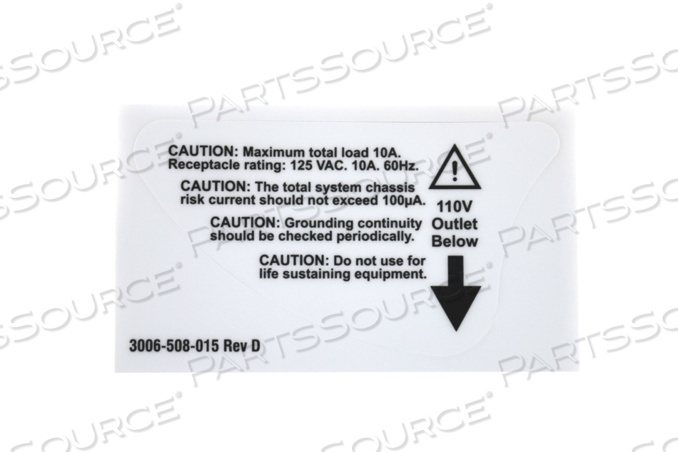 115V OPTION LABEL FOR STANDARD BED by Stryker Medical 115V OPTION LABEL FOR STANDARD BED by Stryker Medical
