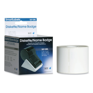 SLP-DRL SELF-ADHESIVE NAME BADGE/DISKETTE LABELS, 2.12" X 2.75", WHITE, 320 LABELS/ROLL by Seiko Instruments USA Inc.