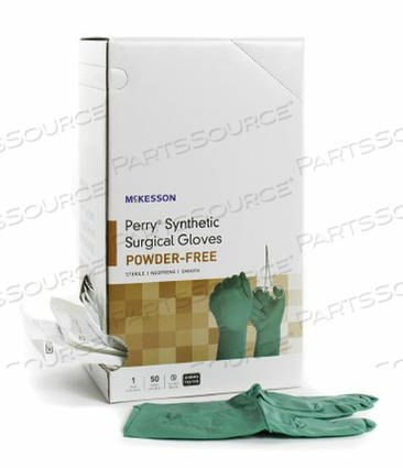 PERRY® POLYCHLOROPRENE STANDARD CUFF LENGTH SURGICAL GLOVE, SIZE 7½, DARK GREEN (50 PER BOX) by McKesson