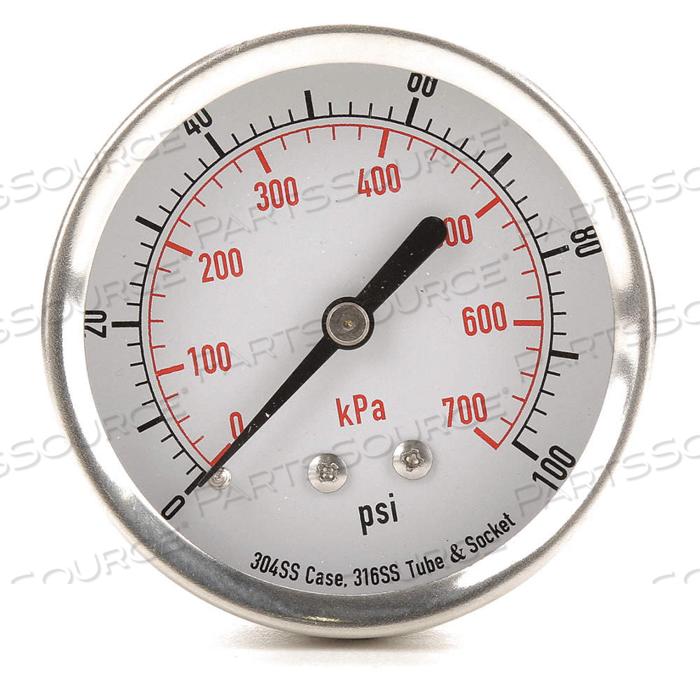 COMMERCIAL PRESSURE GAUGE, CORROSION-RESISTANT CASE, 0 TO 100 PSI, 2 1/2 IN DIAL, 2 by Approved Vendor