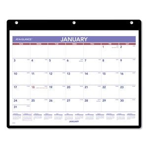 MONTHLY DESK/WALL CALENDAR WITH PLASTIC BACKBOARD AND BONUS PAGES, 11 X 8, WHITE/VIOLET/RED SHEETS, 12-MONTH (JAN-DEC): 2023 by At-A-Glance