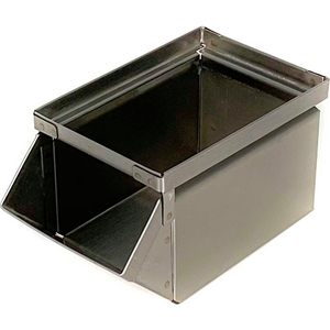 STAINLESS STEEL STACKING HOPPER FRONT CONTAINER, 4-1/2"W X 8"D X 4-1/2"H by Stackbin Corporation