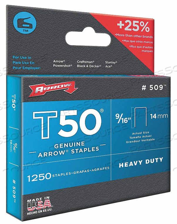 STAPLES T50 3/8X9/16 IN L PK1250 by Arrow