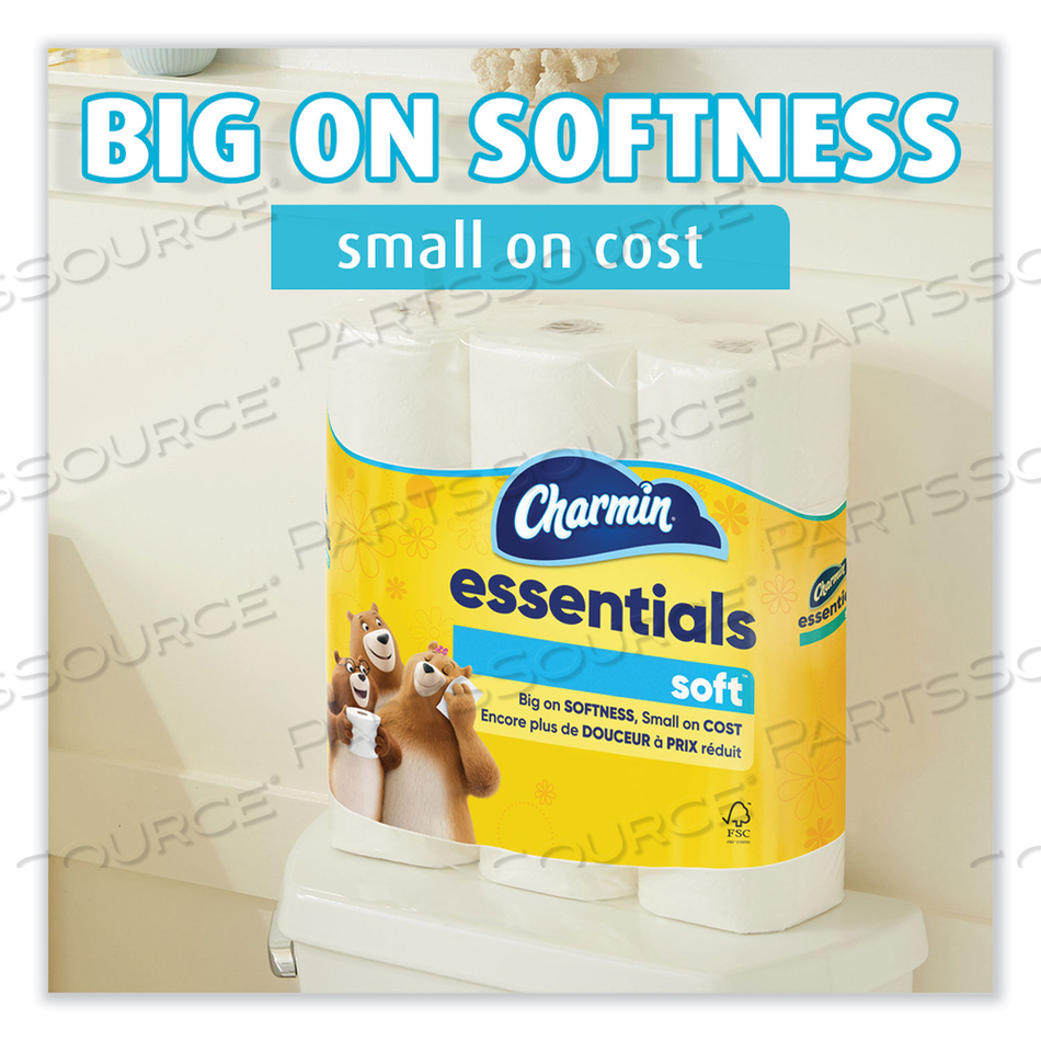 ESSENTIALS SOFT BATHROOM TISSUE, SEPTIC SAFE, 2-PLY, WHITE, 352 SHEETS/ROLL, 30 ROLLS/CARTON 