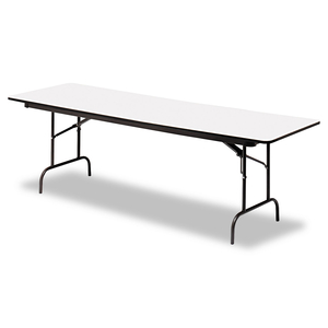 OFFICEWORKS COMMERCIAL WOOD-LAMINATE FOLDING TABLE, RECTANGULAR TOP, 96W X 30D X 29H, GRAY/CHARCOAL by Iceberg Enterprises