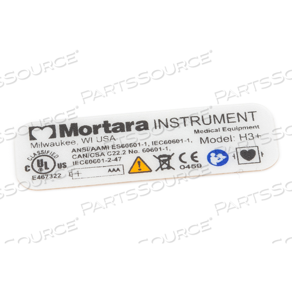 BACK LABEL by Mortara Instrument, Inc