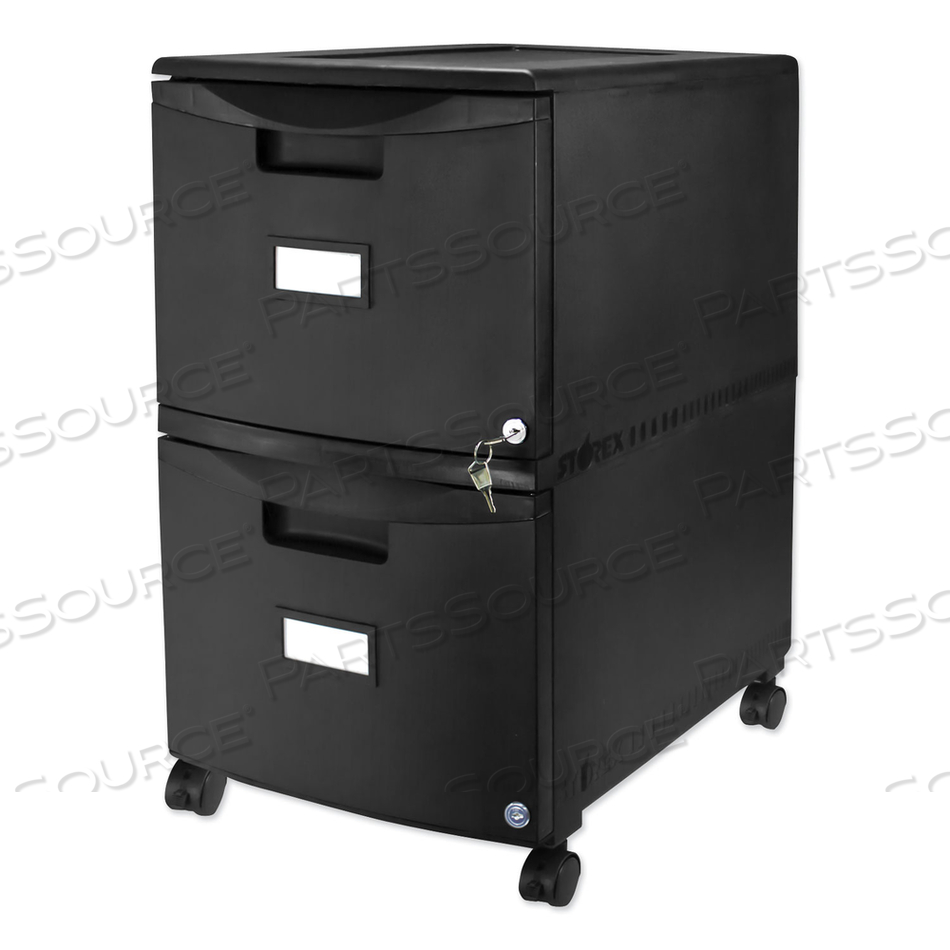 TWO-DRAWER MOBILE FILING CABINET, 2 LEGAL/LETTER-SIZE FILE DRAWERS, BLACK, 14.75" X 18.25" X 26" 