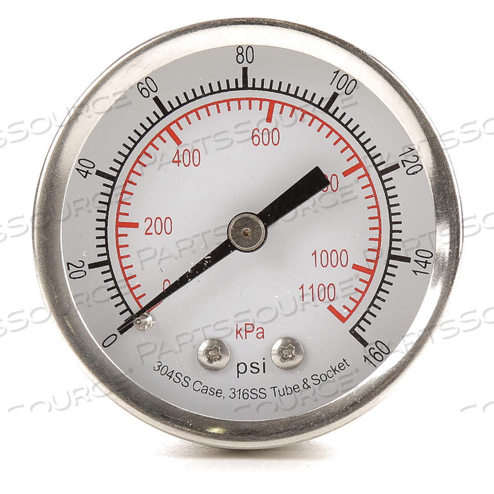 COMMERCIAL PRESSURE GAUGE, CORROSION-RESISTANT CASE, 0 TO 160 PSI, 2 IN DIAL, DUAL by Approved Vendor COMMERCIAL PRESSURE GAUGE, CORROSION-RESISTANT CASE, 0 TO 160 PSI, 2 IN DIAL, DUAL by Approved Vendor