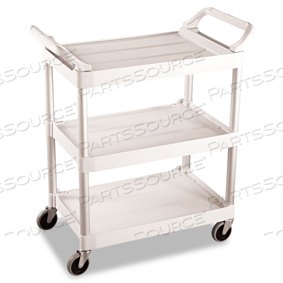 THREE-SHELF SERVICE CART, PLASTIC, 3 SHELVES, 200 LB CAPACITY, 18.63" X 33.63" X 37.75", OFF-WHITE by Rubbermaid Medical Division
