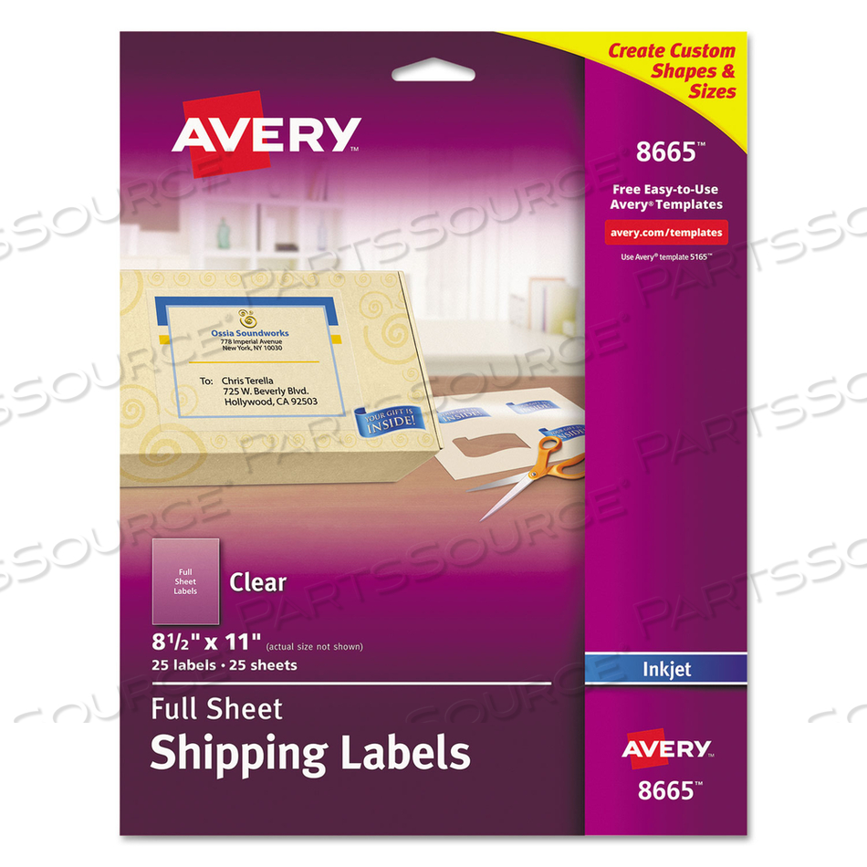 MATTE CLEAR SHIPPING LABELS, INKJET PRINTERS, 8.5 X 11, CLEAR by Avery MATTE CLEAR SHIPPING LABELS, INKJET PRINTERS, 8.5 X 11, CLEAR by Avery