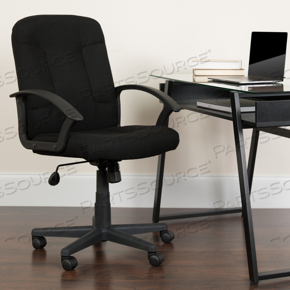 GARVER MID-BACK BLACK FABRIC EXECUTIVE SWIVEL OFFICE CHAIR WITH NYLON ARMS by Flash Furniture GARVER MID-BACK BLACK FABRIC EXECUTIVE SWIVEL OFFICE CHAIR WITH NYLON ARMS by Flash Furniture