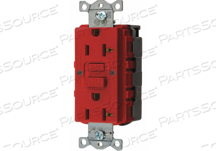 GFCI RCEPTCLE COMMER. RED 20A 1 HP by Hubbell Incorporated, Wiring Device-Kellums GFCI RCEPTCLE COMMER. RED 20A 1 HP by Hubbell Incorporated, Wiring Device-Kellums