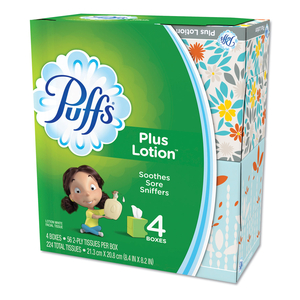 PLUS LOTION FACIAL TISSUE, 1-PLY, WHITE, 56 SHEETS/BOX, 24 BOXES/CARTON by Puffs