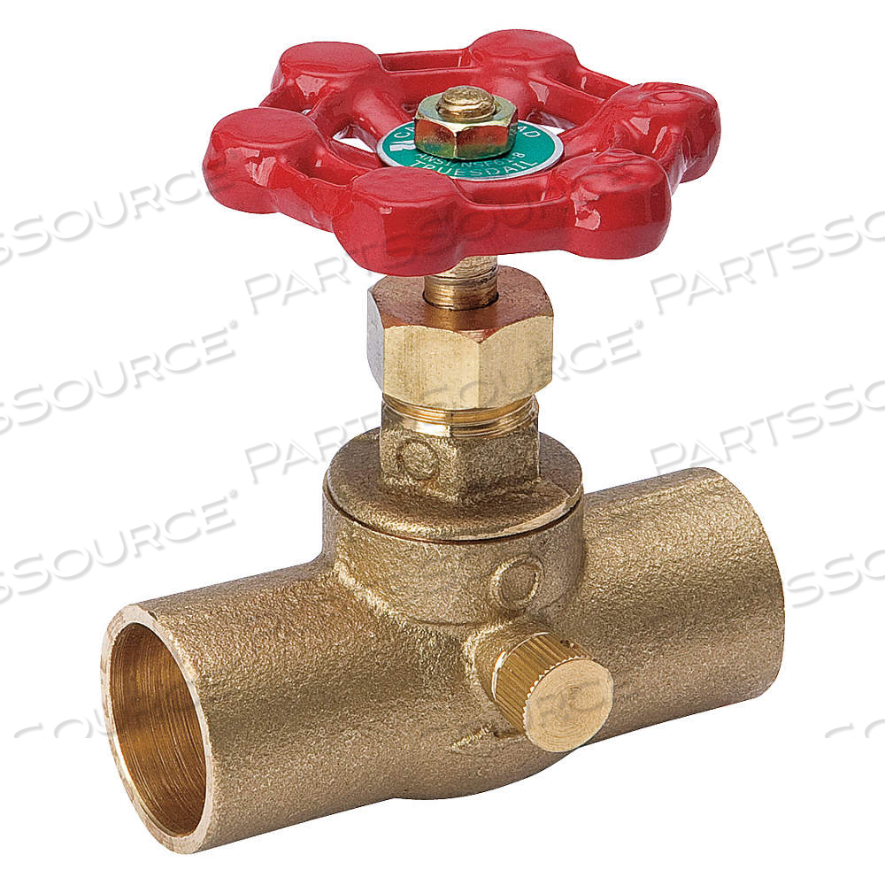 STOP AND WASTE VALVE, 3/4 IN PIPE SIZE, SWEAT X SWEAT, BRASS, WHEEL by Approved Vendor