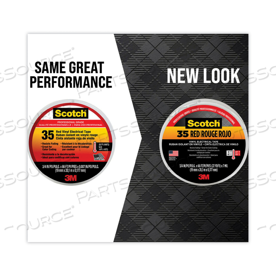 SCOTCH 35 VINYL ELECTRICAL COLOR CODING TAPE, 3" CORE, 0.75" X 66 FT, RED by 3M Consumer SCOTCH 35 VINYL ELECTRICAL COLOR CODING TAPE, 3" CORE, 0.75" X 66 FT, RED by 3M Consumer