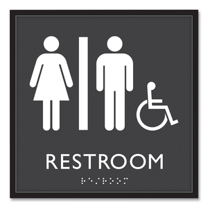 ADA SIGN, UNISEX ACCESSIBLE RESTROOM, PLASTIC, 8 X 8, CLEAR/WHITE by HeadLine Sign