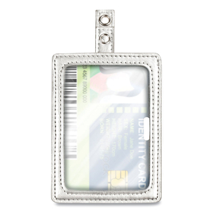MYID LEATHER ID BADGE HOLDER, VERTICAL/HORIZONTAL, 2.5 X 4, SILVER by Cosco