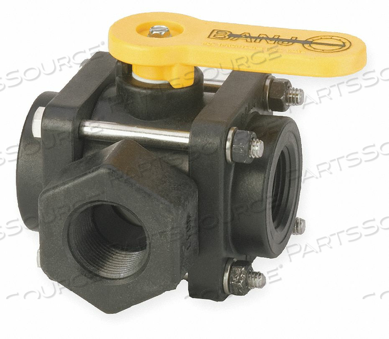 POLY BALL VALVE 3-WAY FNPT 3/4 IN by Banjo