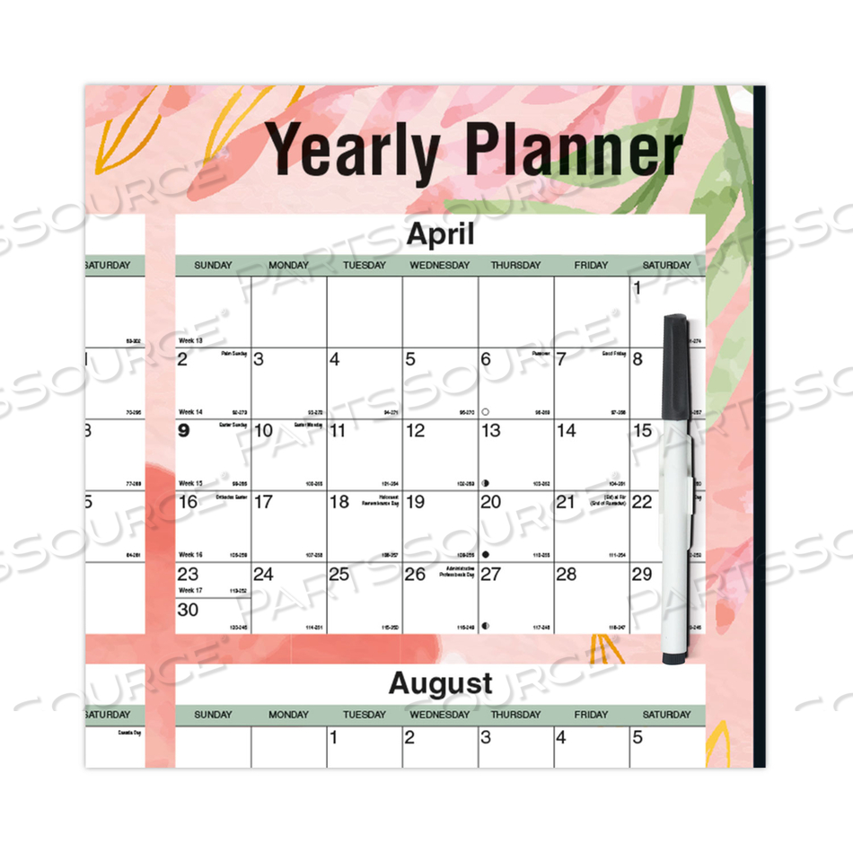 YEARLY LAMINATED WALL CALENDAR, AUTUMN LEAVES WATERCOLOR ARTWORK, 36 X 24, WHITE/SAND/ORANGE SHEETS, 12-MONTH (JAN-DEC): 2023 YEARLY LAMINATED WALL CALENDAR, AUTUMN LEAVES WATERCOLOR ARTWORK, 36 X 24, WHITE/SAND/ORANGE SHEETS, 12-MONTH (JAN-DEC): 2023