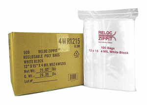 RECLOSABLE BAG STANDARD LDPE SEAL PK500 by Reloc Zippit