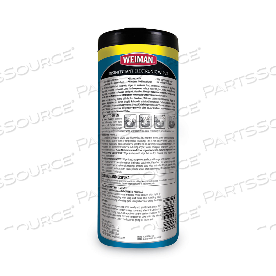 E-TRONIC WIPES, 7 X 8, WHITE, 30/CANISTER by Weiman E-TRONIC WIPES, 7 X 8, WHITE, 30/CANISTER by Weiman