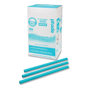 MARINE BIODEGRADABLE STRAWS, BOBA STRAWS, 9", OCEAN BLUE, 720/CARTON by Phade