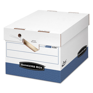 PRESTO ERGONOMIC DESIGN STORAGE BOXES, LETTER/LEGAL FILES, 12.88" X 16.5" X 10.38", WHITE/BLUE by Bankers Box