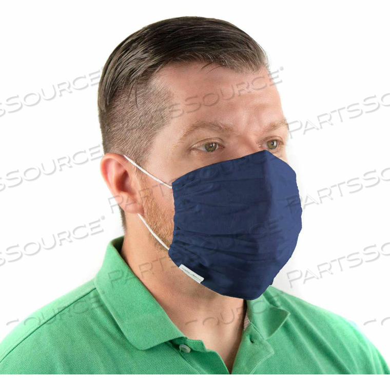 REUSABLE CLOTH FACE MASK, WASHABLE, 2-LAYER GATHERED EDGE, PATRIOT BLUE, 10/BAG 