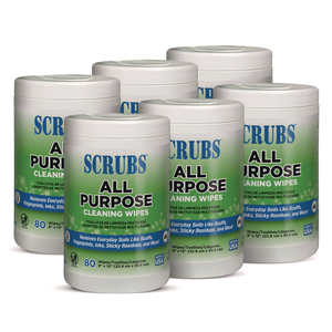 ALL PURPOSE CLEANING WIPES, 9 X 12, CITRUS SCENT, WHITE, 80 WIPES/CANISTER, 6 CANISTERS/CARTON by Scrubs