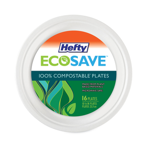 ECOSAVE TABLEWARE, PLATE, BAGASSE, 10.13" DIA, WHITE, 16/PACK, 12 PACKS/CARTON by Hefty