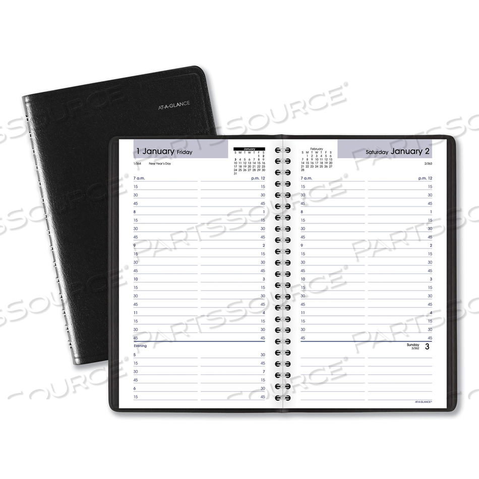 DAYMINDER DAILY APPOINTMENT BOOK, 8.5 X 5.5, BLACK COVER, 12-MONTH (JAN TO DEC): 2023 by At-A-Glance