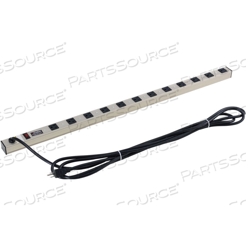 35" 12 OUTLET ALUMINUM POWER STRIP W/SURGE PROTECTION, 1500 JOULES, 15' CORD by Approved Vendor 35" 12 OUTLET ALUMINUM POWER STRIP W/SURGE PROTECTION, 1500 JOULES, 15' CORD by Approved Vendor