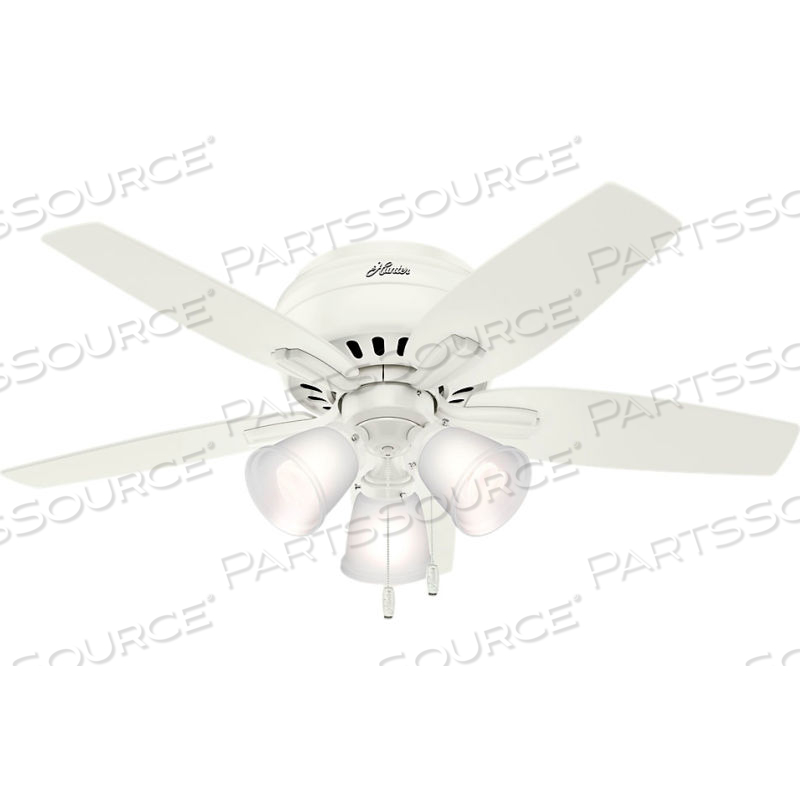 42" NEWSOME LOW PROFILE CEILING FAN WITH LIGHT - FRESH WHITE by Hunter Fan Co. / Casablanca Fand Co. 42" NEWSOME LOW PROFILE CEILING FAN WITH LIGHT - FRESH WHITE by Hunter Fan Co. / Casablanca Fand Co.