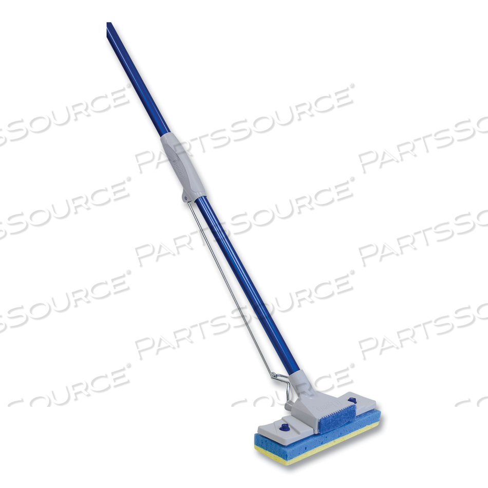 AUTOMATIC SPONGE MOP, 9 X 3 BLUE/YELLOW CELLULOSE HEAD, 48" BLUE/GRAY STEEL HANDLE 