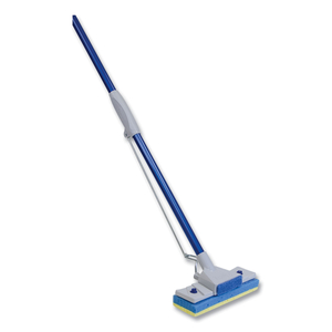 AUTOMATIC SPONGE MOP, 9 X 3 BLUE/YELLOW CELLULOSE HEAD, 48" BLUE/GRAY STEEL HANDLE by Quickie