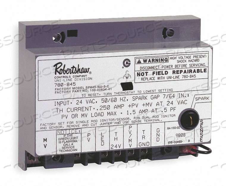 UNIVERSAL INTERMITTENT PILOT LOCKOUT IGNITION MODULE SP845 by Robertshaw